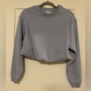 Better Together Cropped Bubble Hem Blue Sweatshirt, size Small
